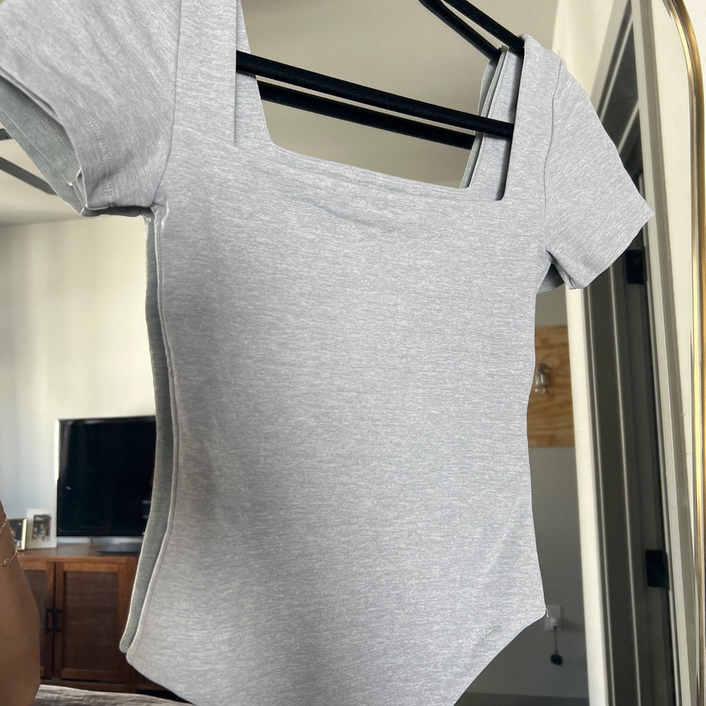 Aritzia Heather Grey Square Neck Original Contour Bodysuit - Picture 3 of 8